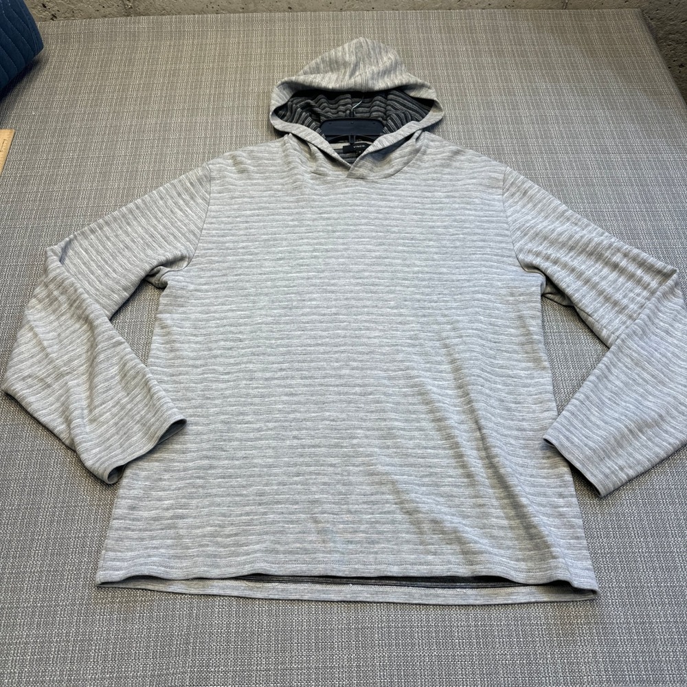 Vince Pullover Hoodie Mens‎ Medium Gray Striped Sweatshirt Comfort